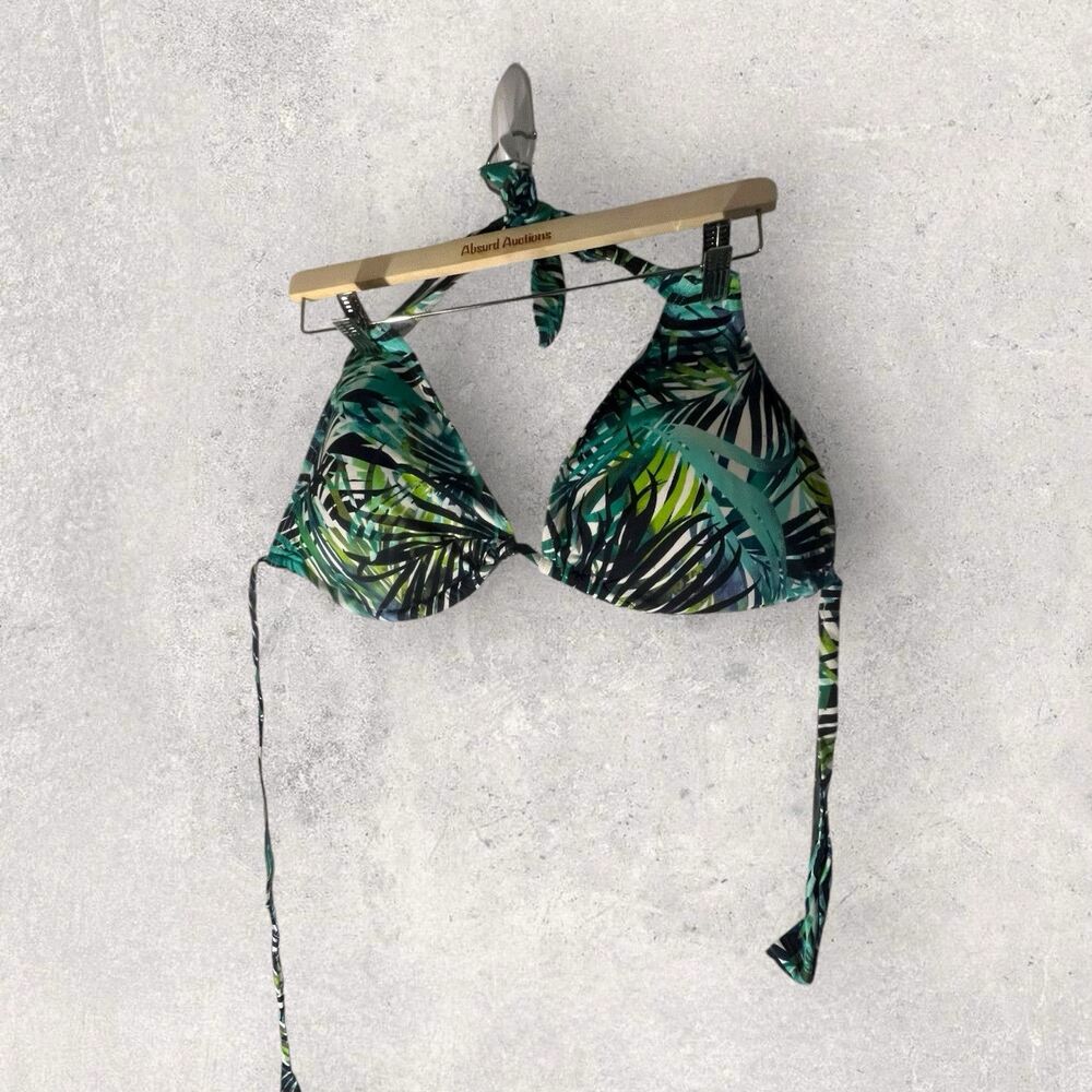 Ashley Graham x Swimsuits for All Sz 24/4XL Green Palm Bikini Top Adjustable
